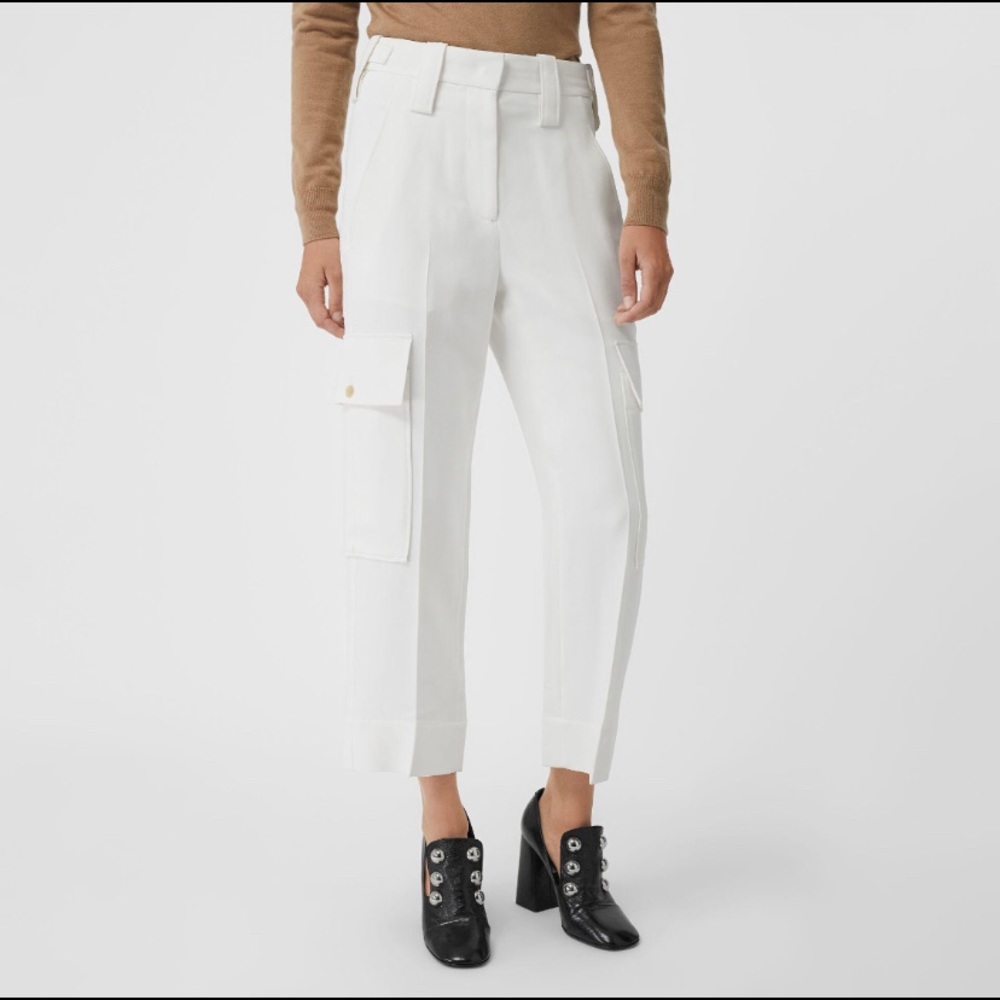 Burberry Straight Fit Silk Wool Cargo Trousers